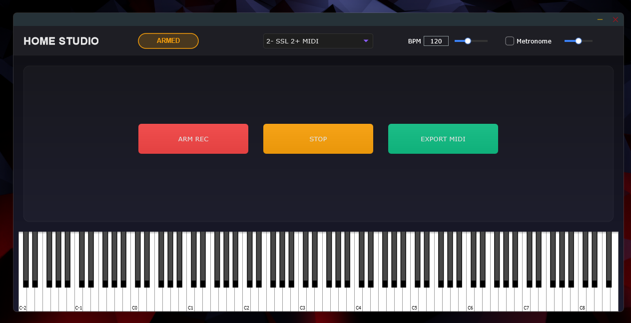 Interface Midi Rec - État Armé