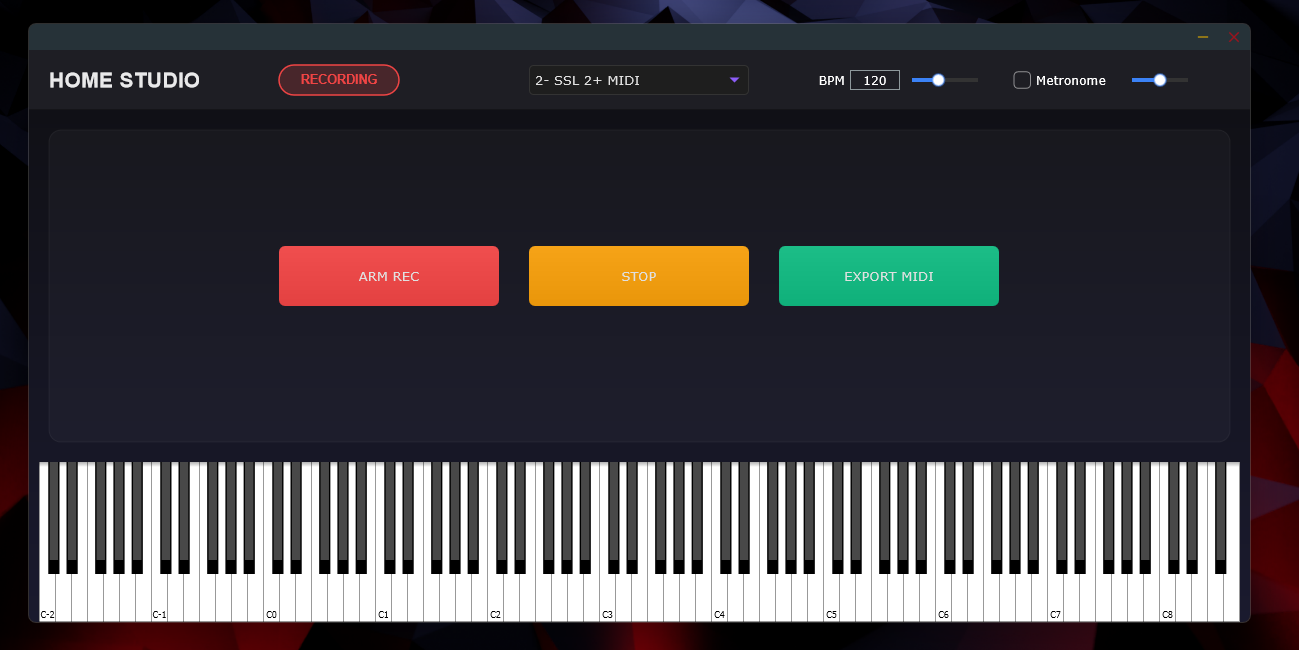 Interface Midi Rec - Enregistrement en cours